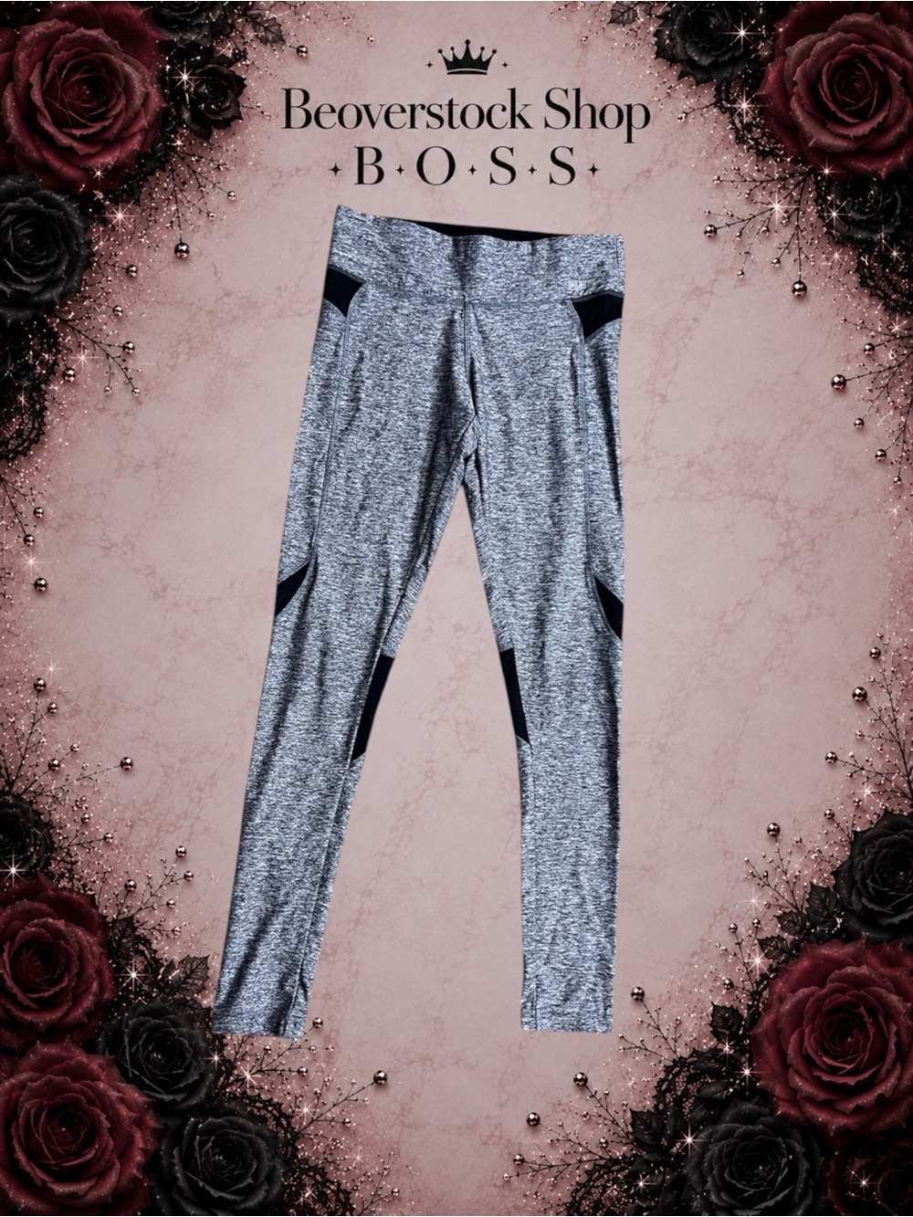 Preowned PINK Victoria’s Secret Ultimate Yoga Leggings Gray Black Panel Size S